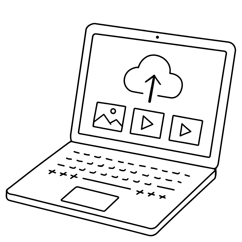 Step 02 of creating a MYKEEPO keepsake — upload your photos & videos at order